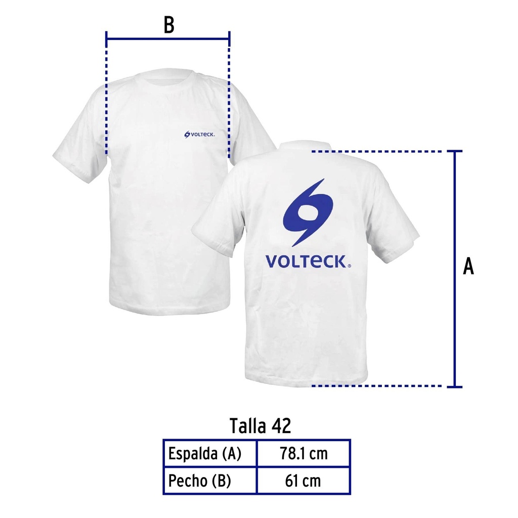 Camiseta 100% algodon Volteck, talla 42