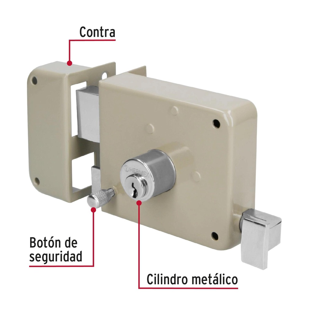 Cerradura sobreponer izq instala-fácil, caja, Hermex Basic