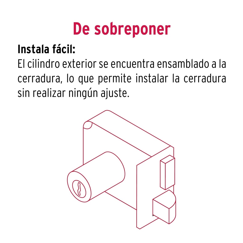 Cerradura sobreponer izq instala-fácil, caja, Hermex Basic