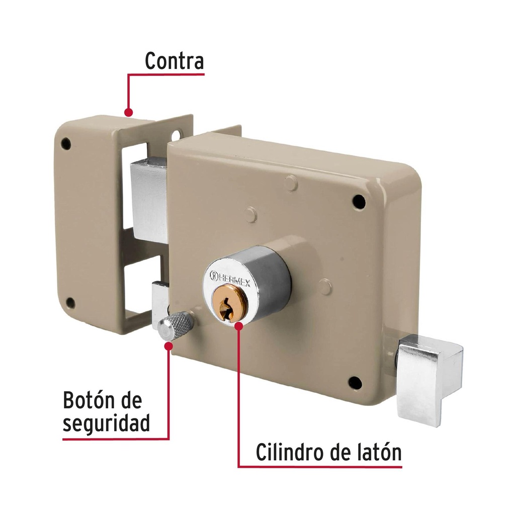 Cerradura sobreponer izq clásica, llave tradicional, blíster