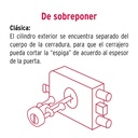 Cerradura sobreponer izq 2 barras clásica, llave tradicional