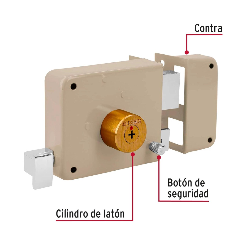 Cerradura sobreponer derecha clásica, llave tetra, caja