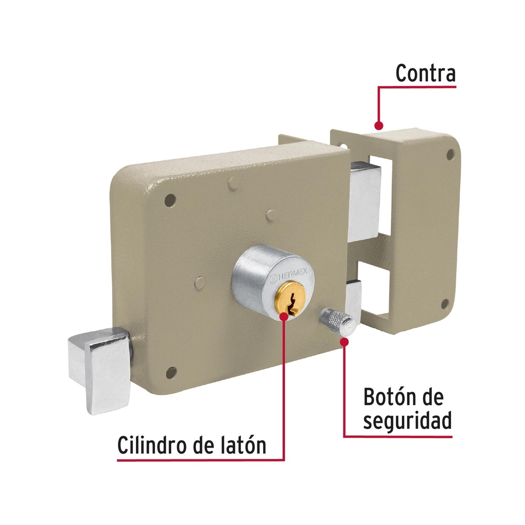 Cerradura sobreponer der instala-fácil, tradicional, caja