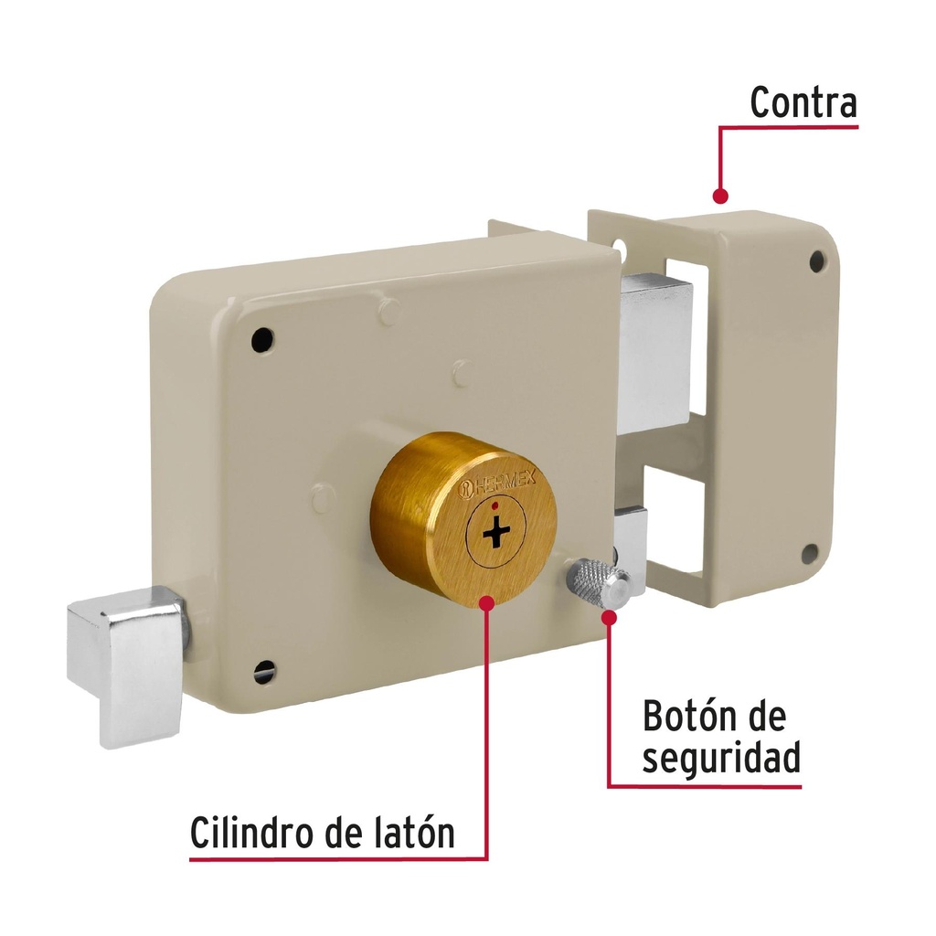 Cerradura sobreponer der instala-fácil, llave tetra, caja