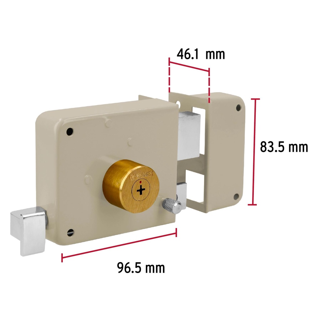 Cerradura sobreponer der instala-fácil, llave tetra, caja