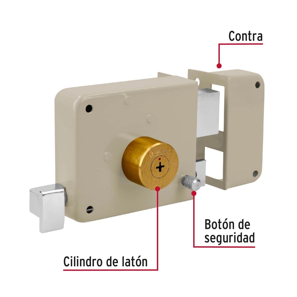 Cerradura sobreponer der instala-fácil, llave tetra, blíster