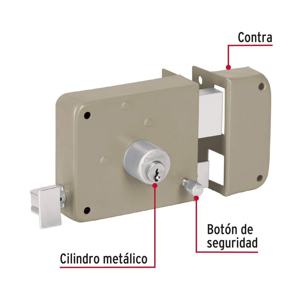 Cerradura sobreponer der instala-fácil, caja, Hermex Basic