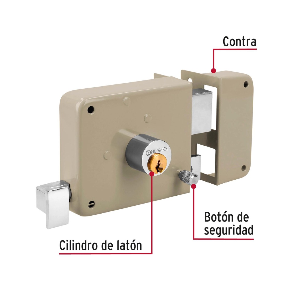 Cerradura sobreponer der clásica, llave tradicional, blíster