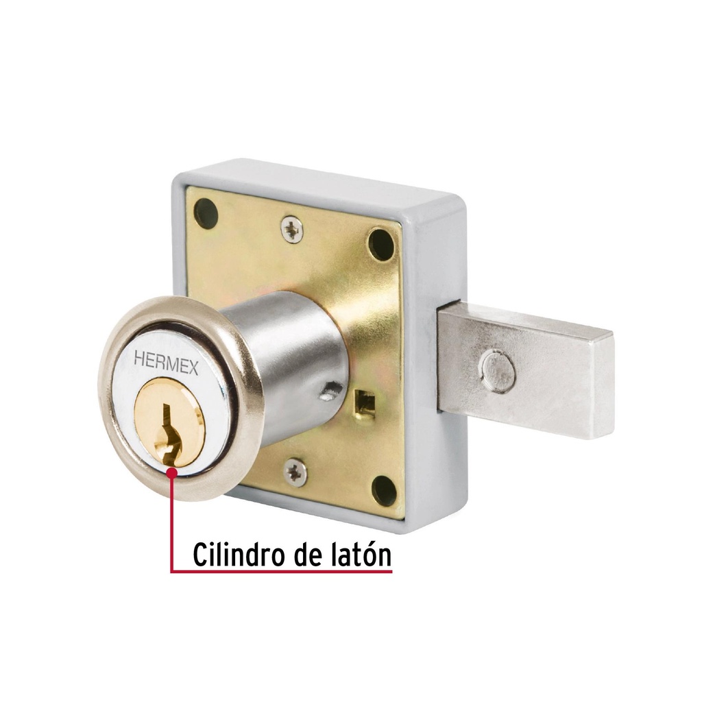 Cerradura para mueble, modelo 26, cromo, Hermex