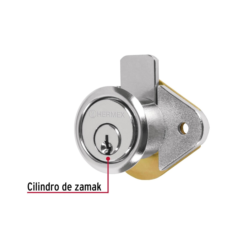 Cerradura para mueble, modelo 21, cromo, Hermex