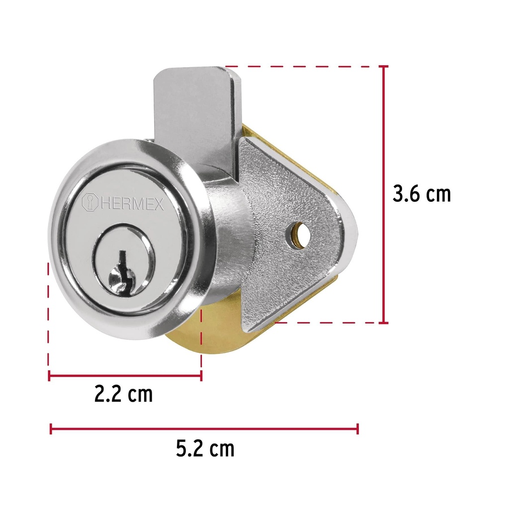 Cerradura para mueble, modelo 21, cromo, Hermex