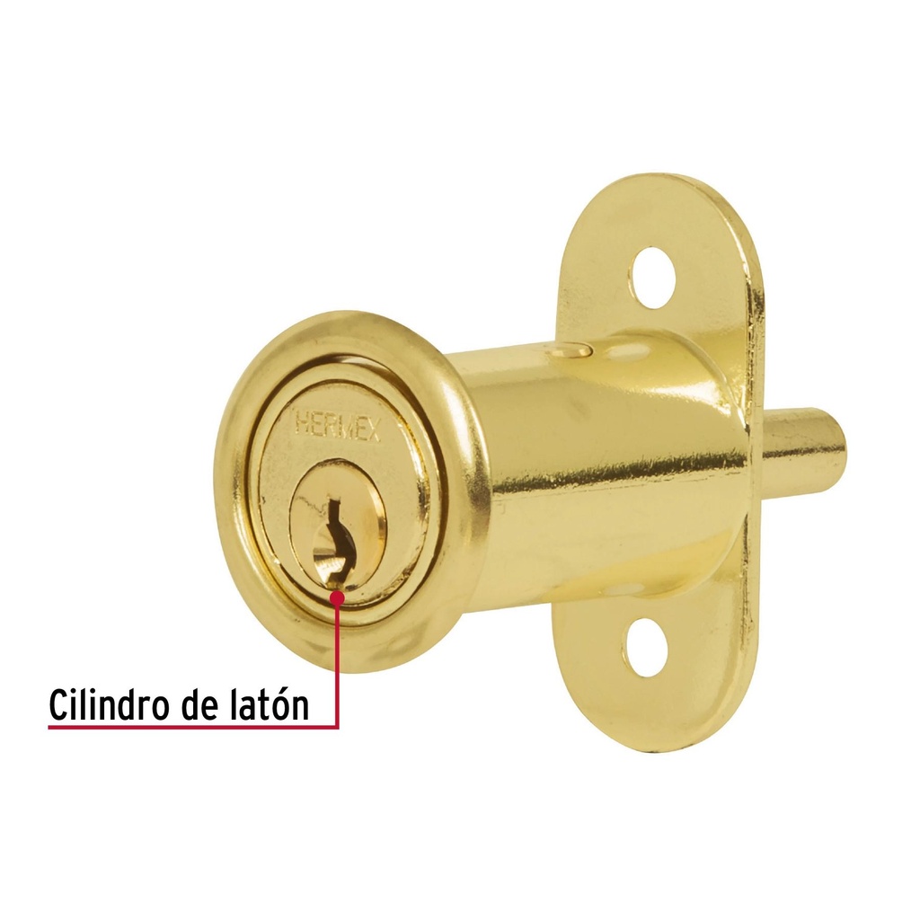 Cerradura para mueble, modelo 20, latón, Hermex