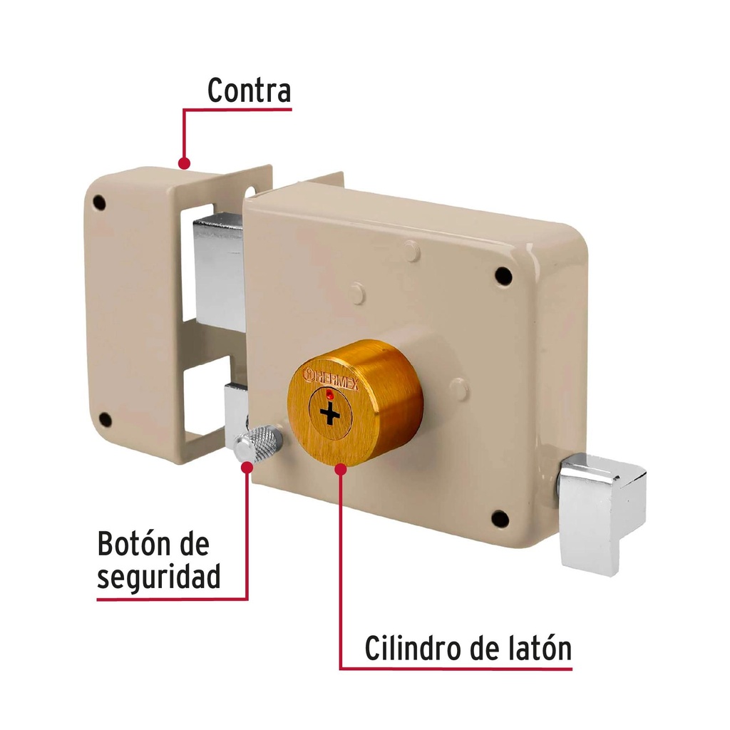 Cerradura sobreponer izquierda clásica, llave tetra, caja