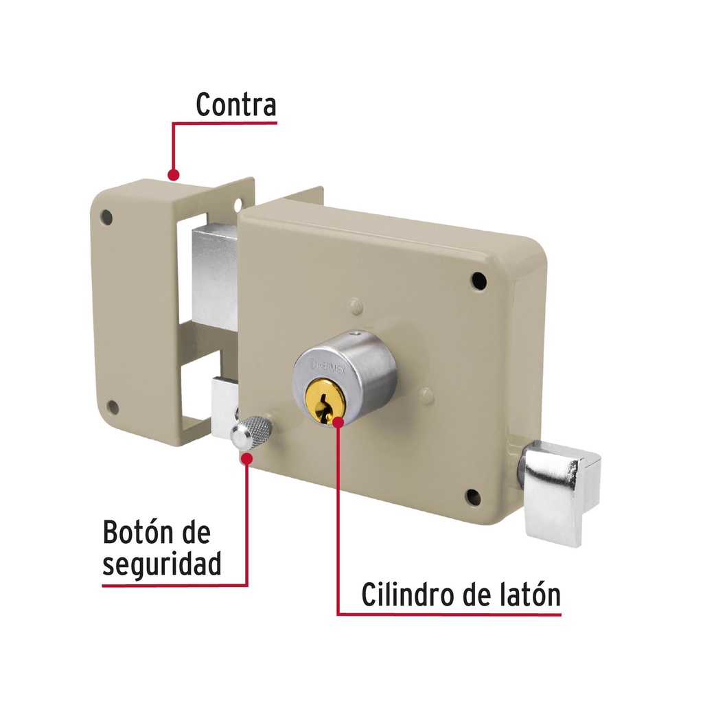 Cerradura sobreponer izq instala-fácil, tradicional, caja