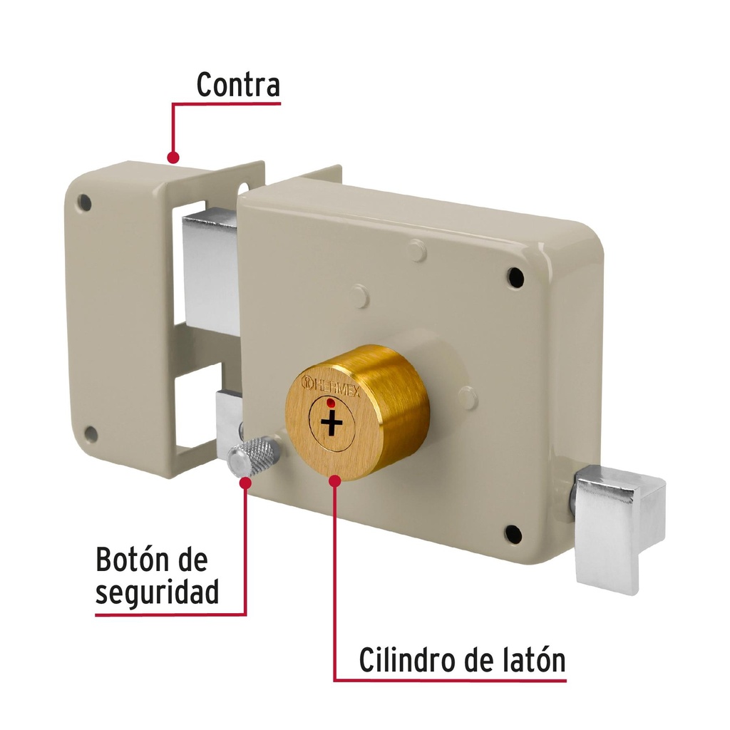 Cerradura sobreponer izq instala-fácil, llave tetra, caja