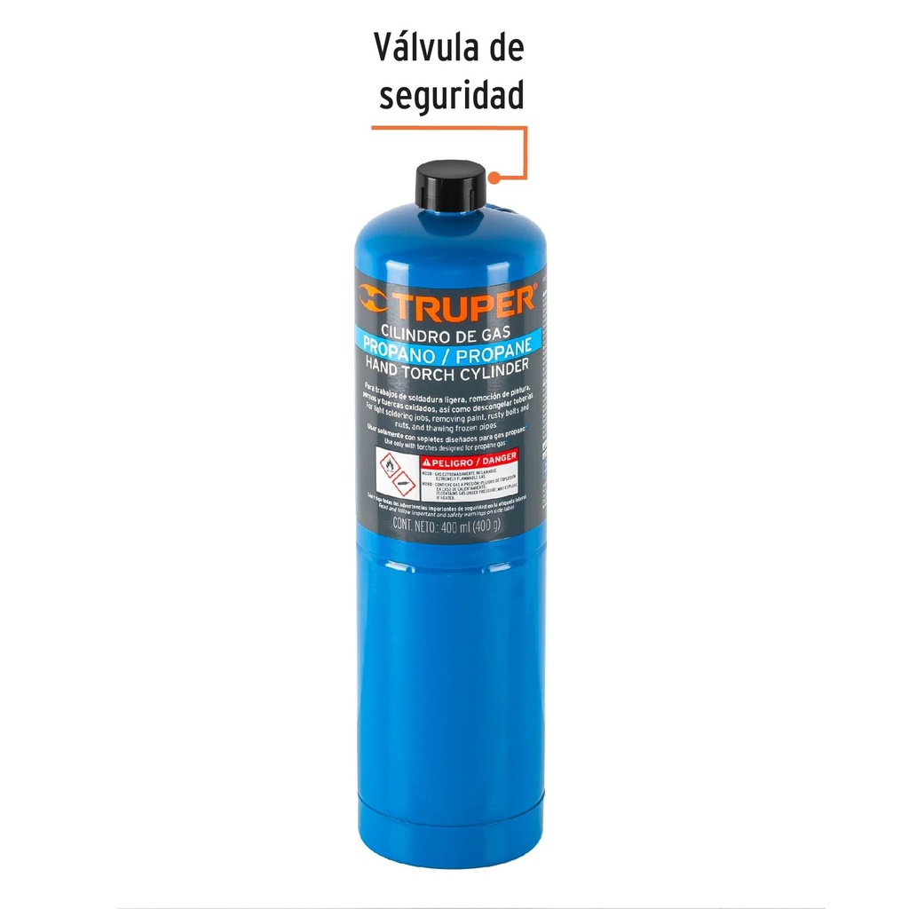 Cilindro de gas propano de 400 g, azul, Truper