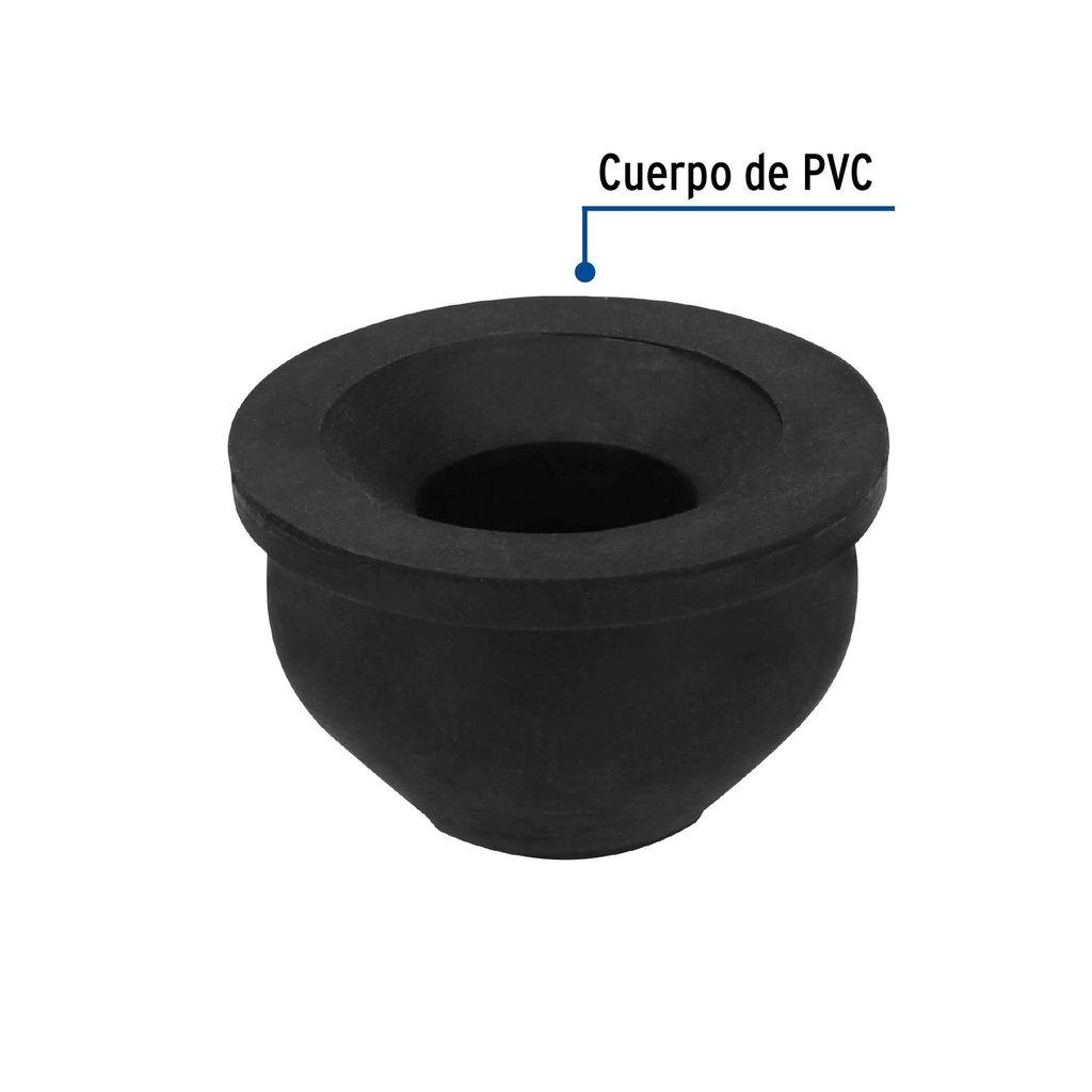 Chupón de hule negro, 2' x 1-1/4', Foset