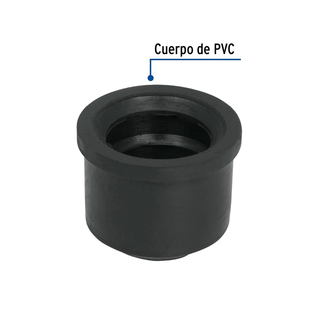 Chupón de hule negro, 1-1/2' x 1-1/4', Foset