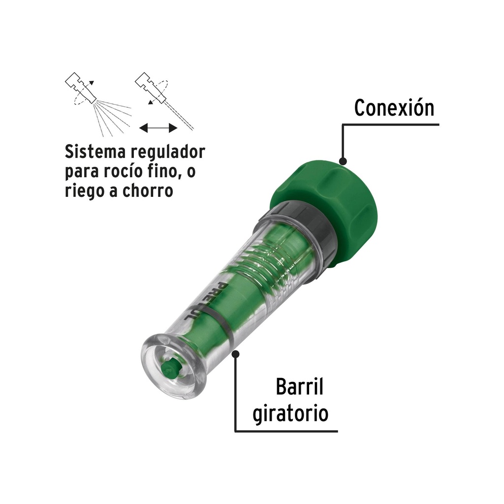 Chiflón 4' de plástico para manguera, a granel, Pretul