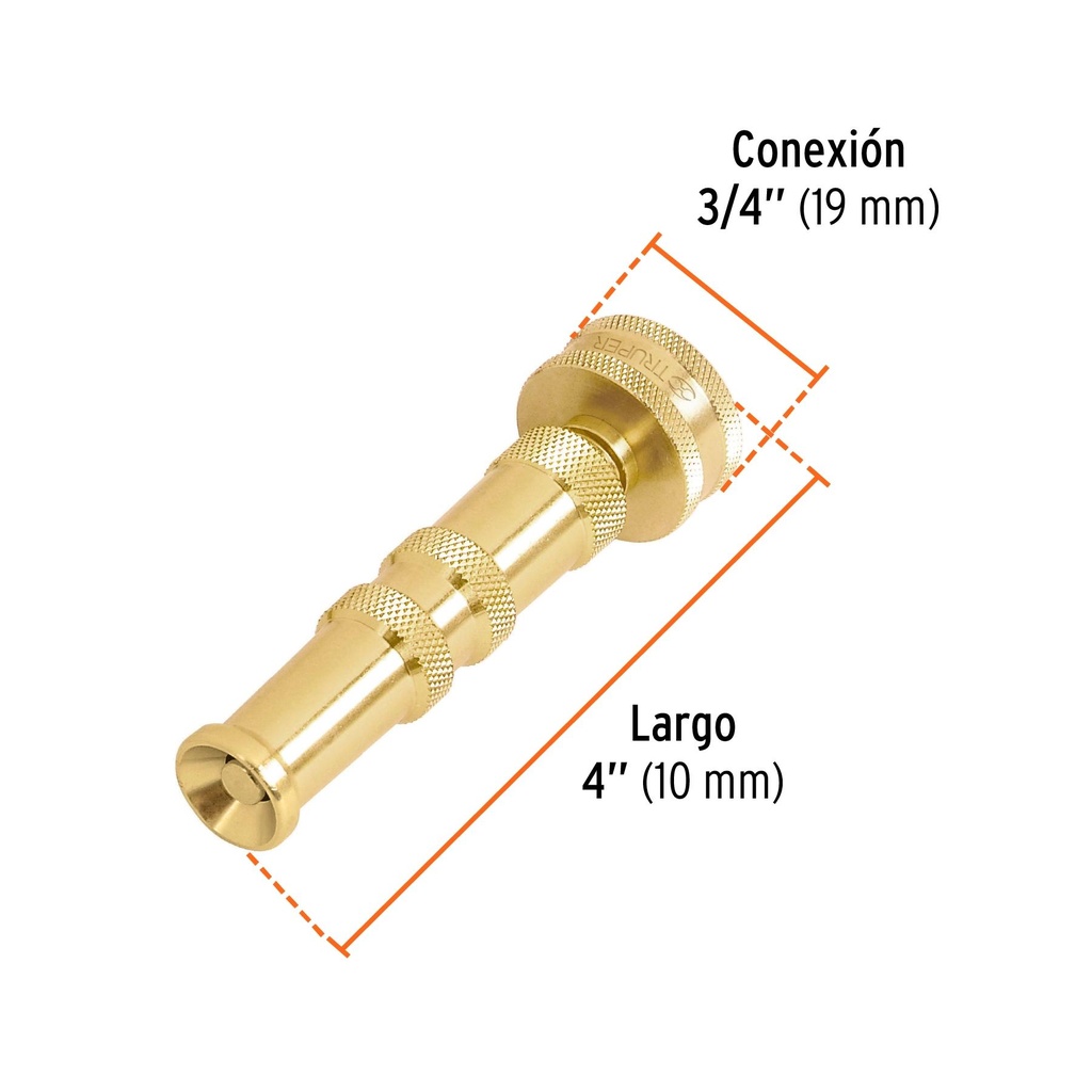 Chiflón 4' de latón maquinado para manguera, Truper