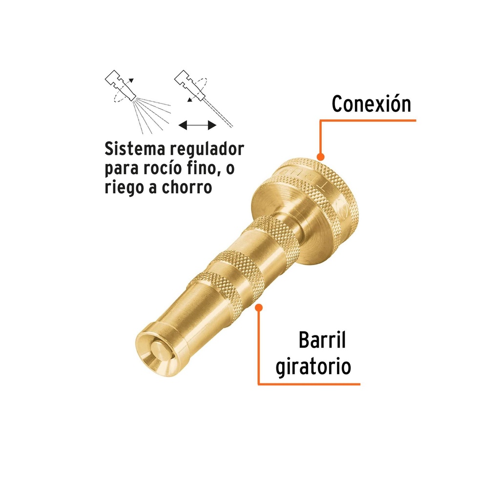 Chiflón 3-1/2' de latón maquinado para manguera, Truper