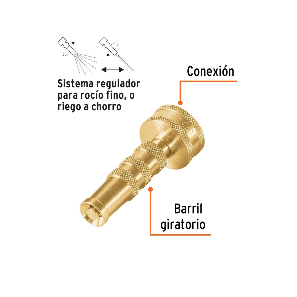 Chiflón 3' de latón maquinado para manguera, Truper