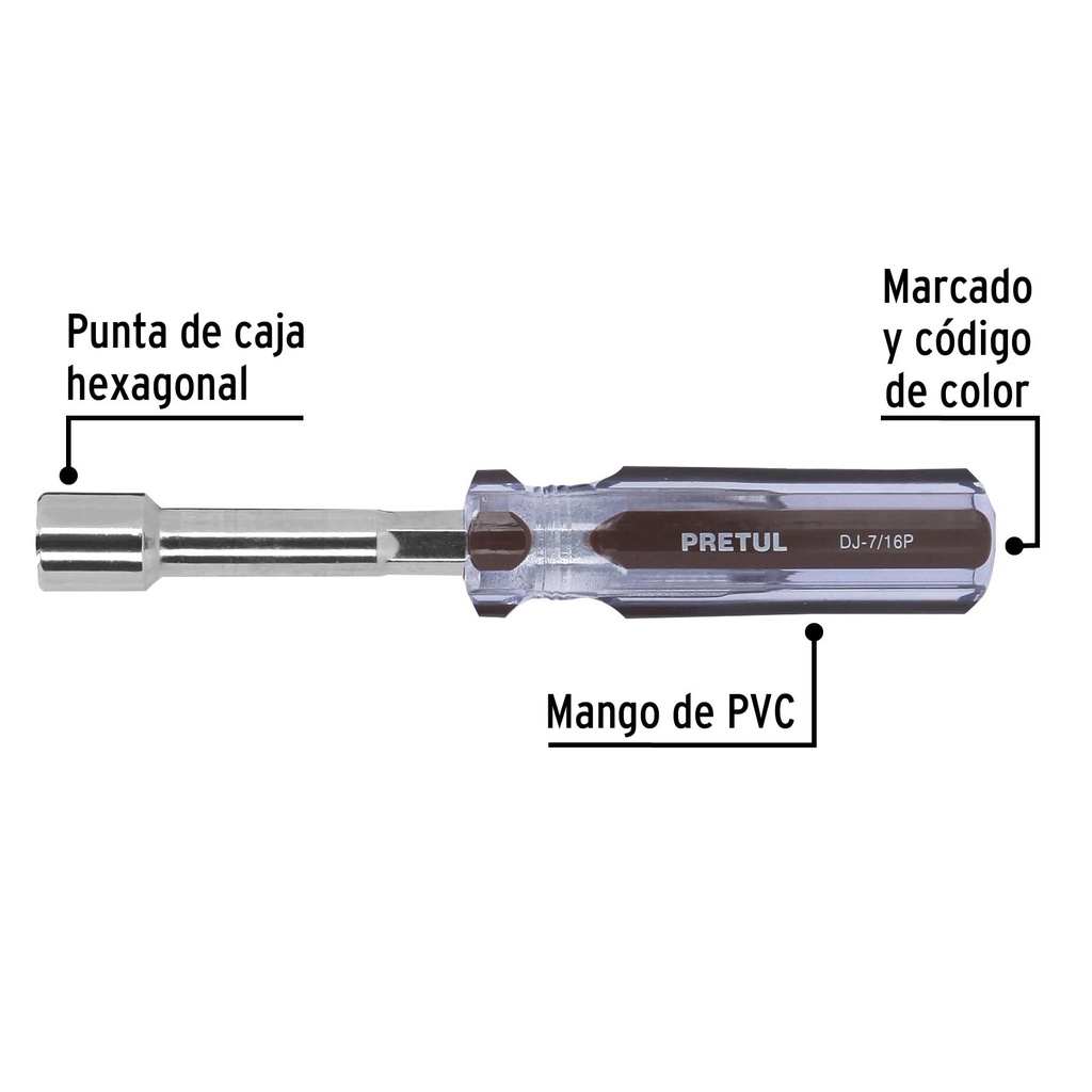 Desarmador de caja 7/16' mango de PVC, Pretul