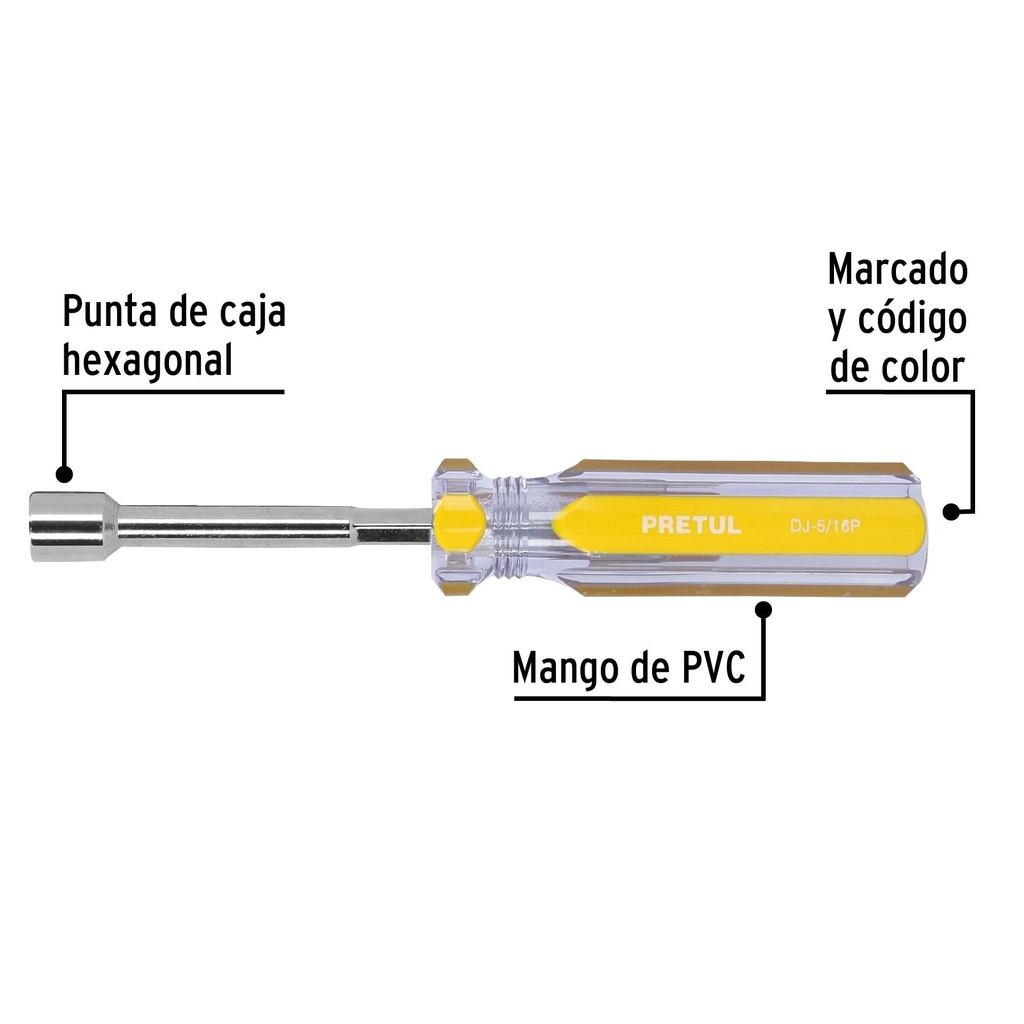 Desarmador de caja 5/16' mango de PVC, Pretul