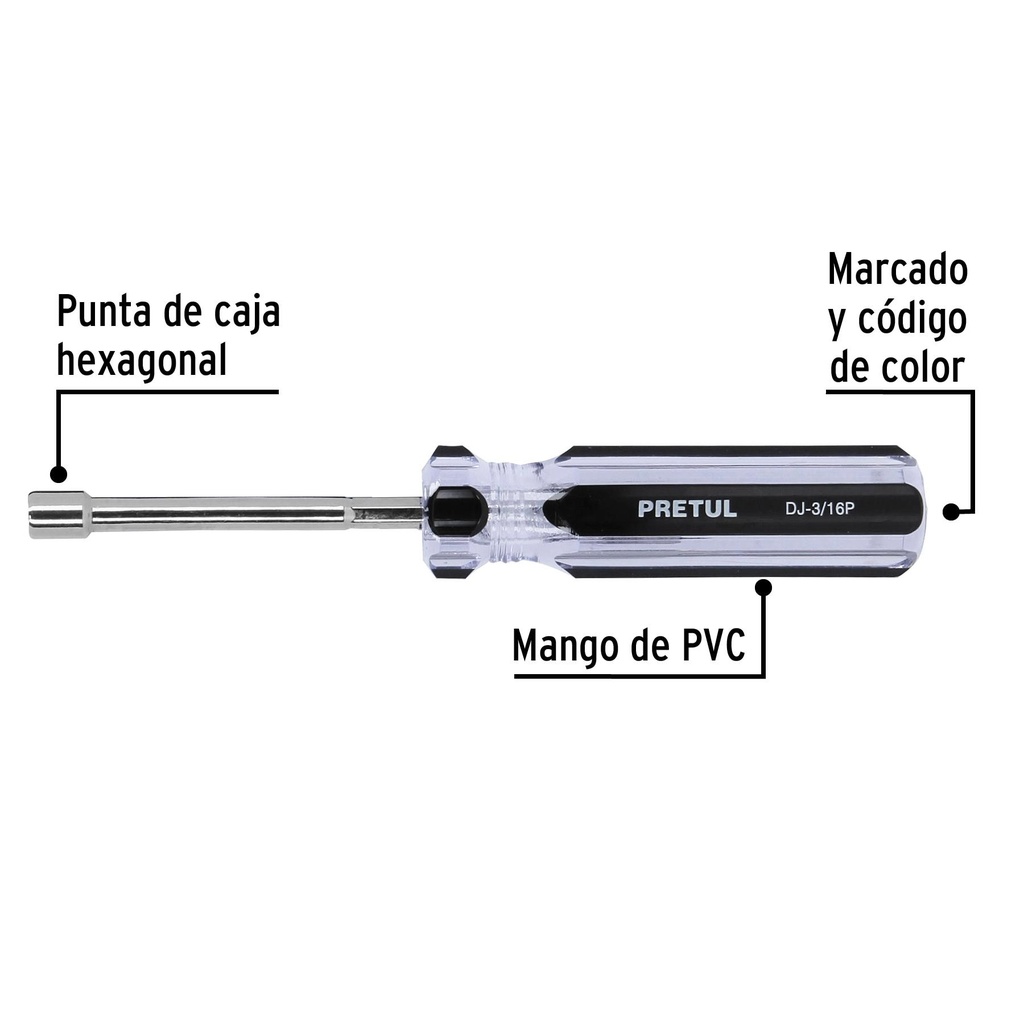 Desarmador de caja 3/16' mango de PVC, Pretul