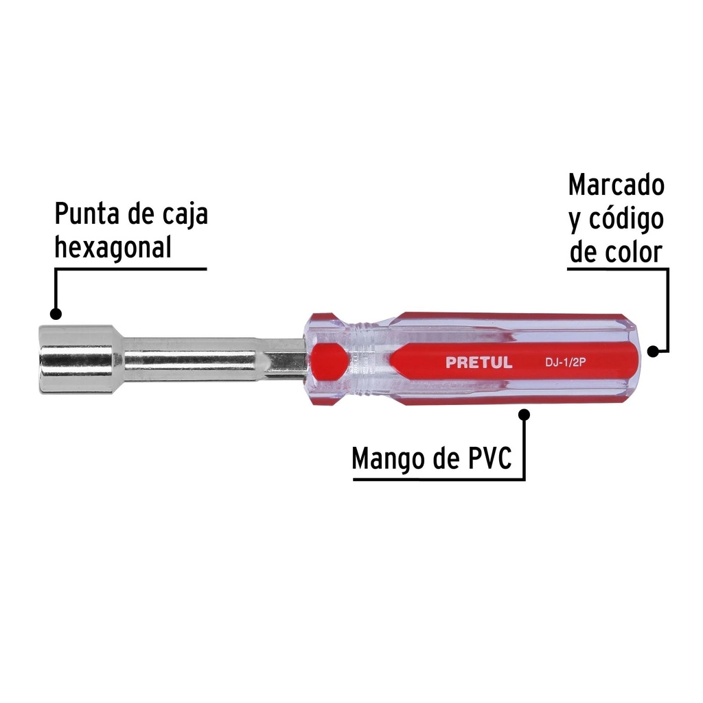 Desarmador de caja 1/2' mango de PVC, Pretul