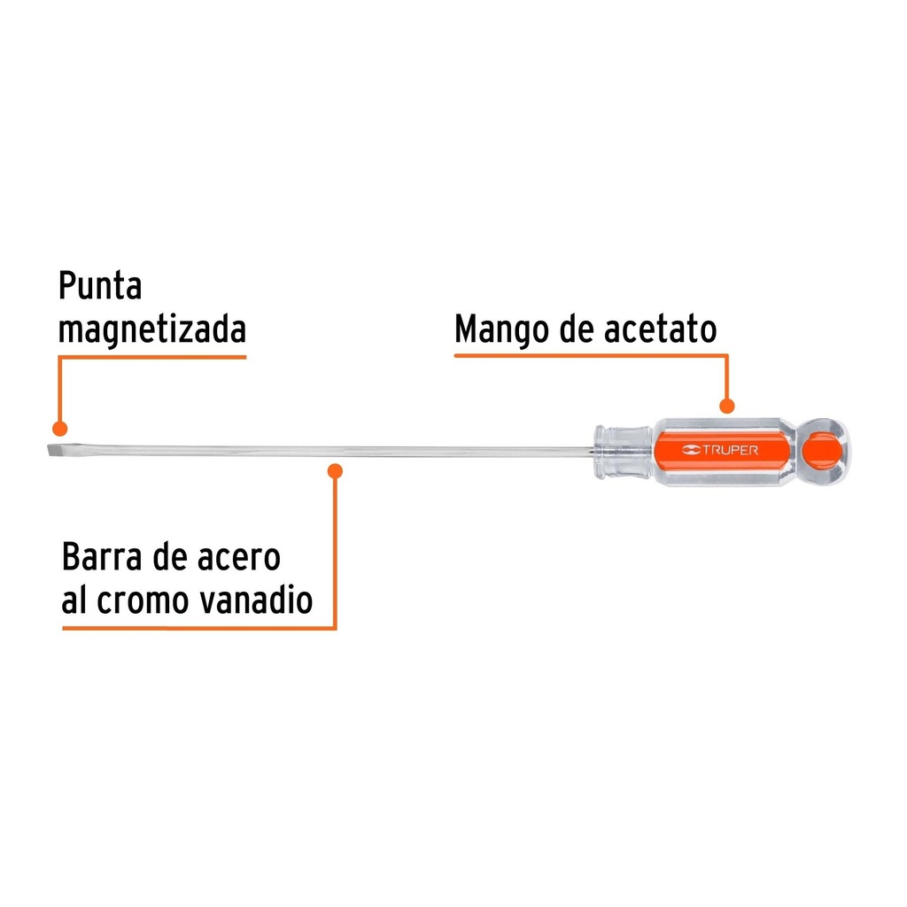 Desarmador cabinet 1/8' x 6' mango de acetato, Truper