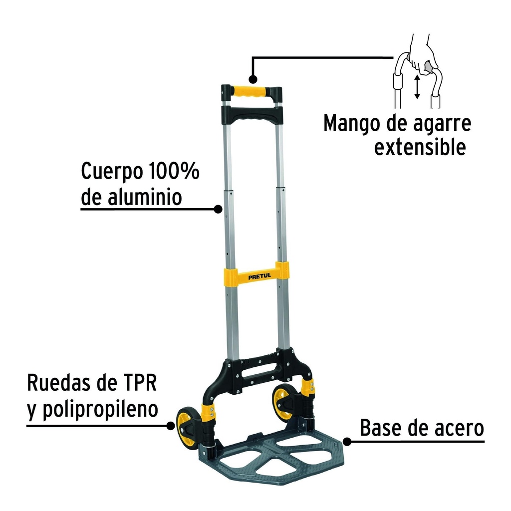 Diablo de carga, plegable, 100 kg, Pretul