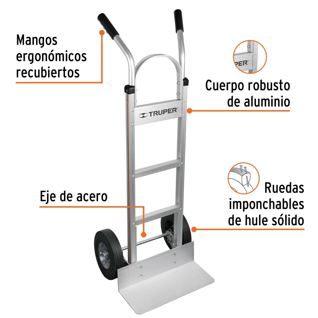 Diablo de carga de aluminio 300 kg ruedas imponchables