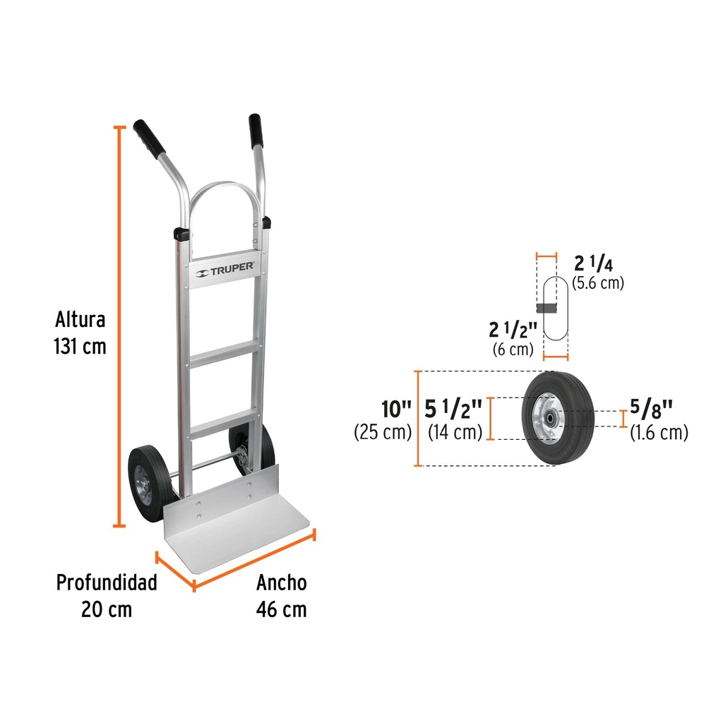 Diablo de carga de aluminio 300 kg ruedas imponchables