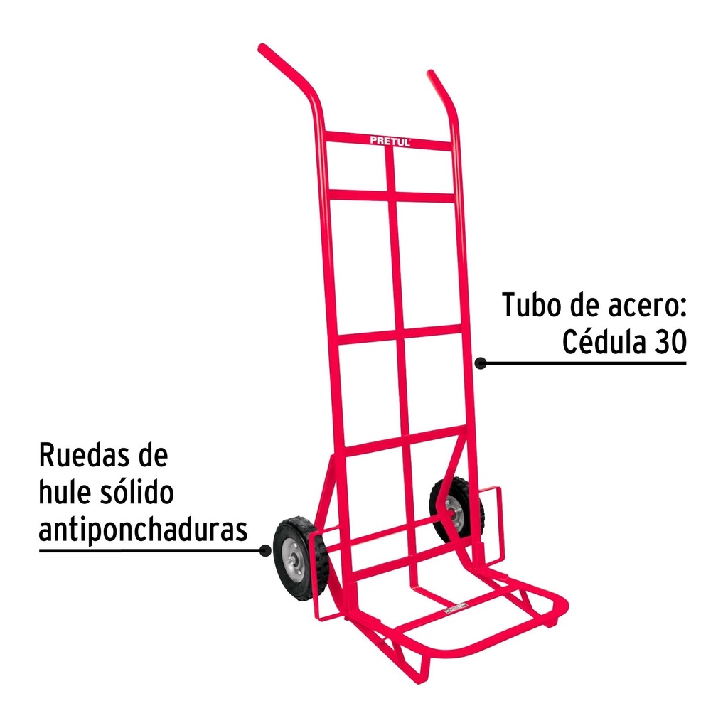 Diablo de carga de 400 kg, ruedas sólidas, doble balero