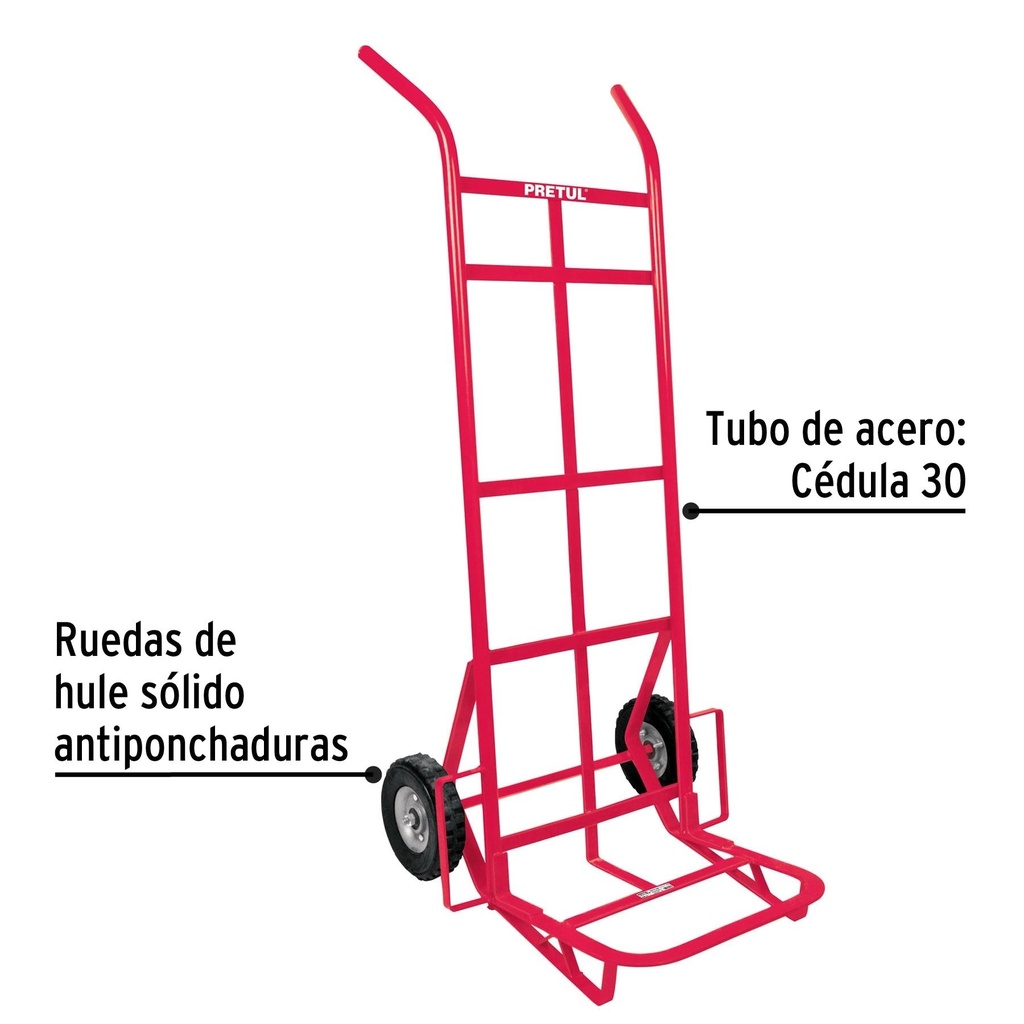 Diablo de carga de 300 kg, ruedas sólidas, doble balero