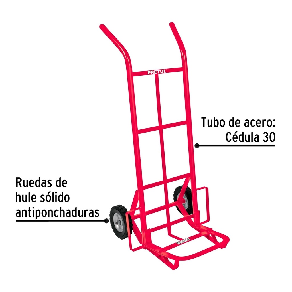 Diablo de carga de 200 kg, ruedas sólidas, balero sencillo