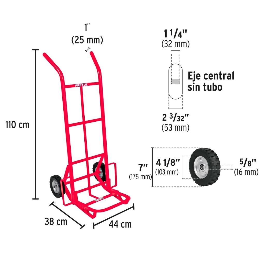 Diablo de carga de 200 kg, ruedas sólidas, balero sencillo