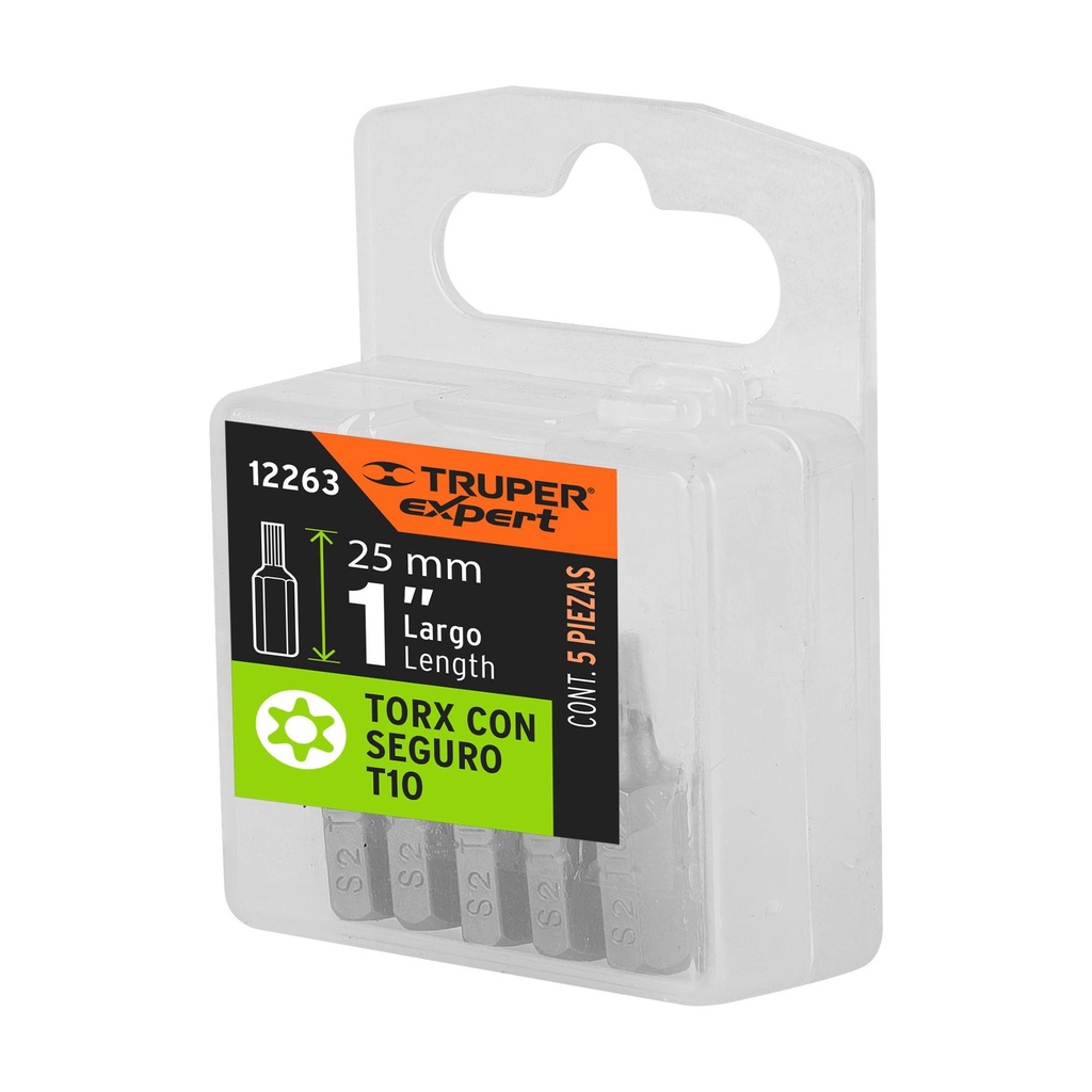 Estuche con 5 puntas torx T10 con seguro largo 1', Expert