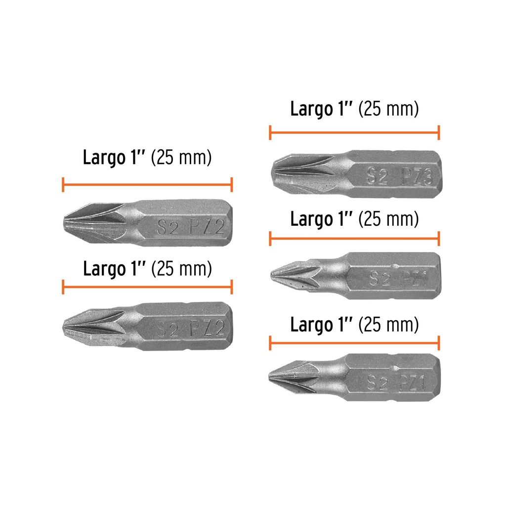 Estuche con 5 puntas pozidriv combinadas largo 1', Expert