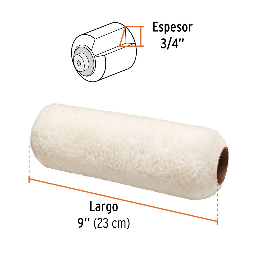 Felpa para rodillo, 9 x 3/4, superficies rugosas, Expert