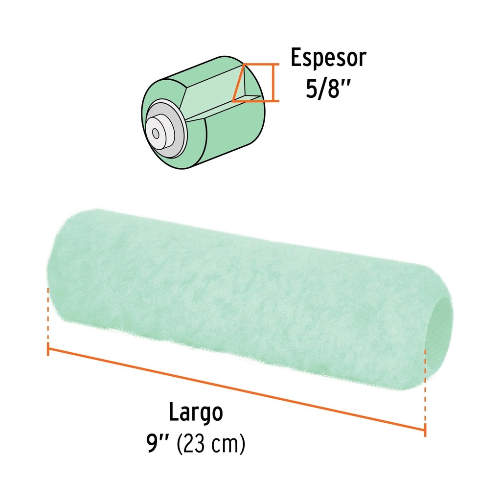 Felpa para rodillo 9' x 5/8' superficies poco rugosas