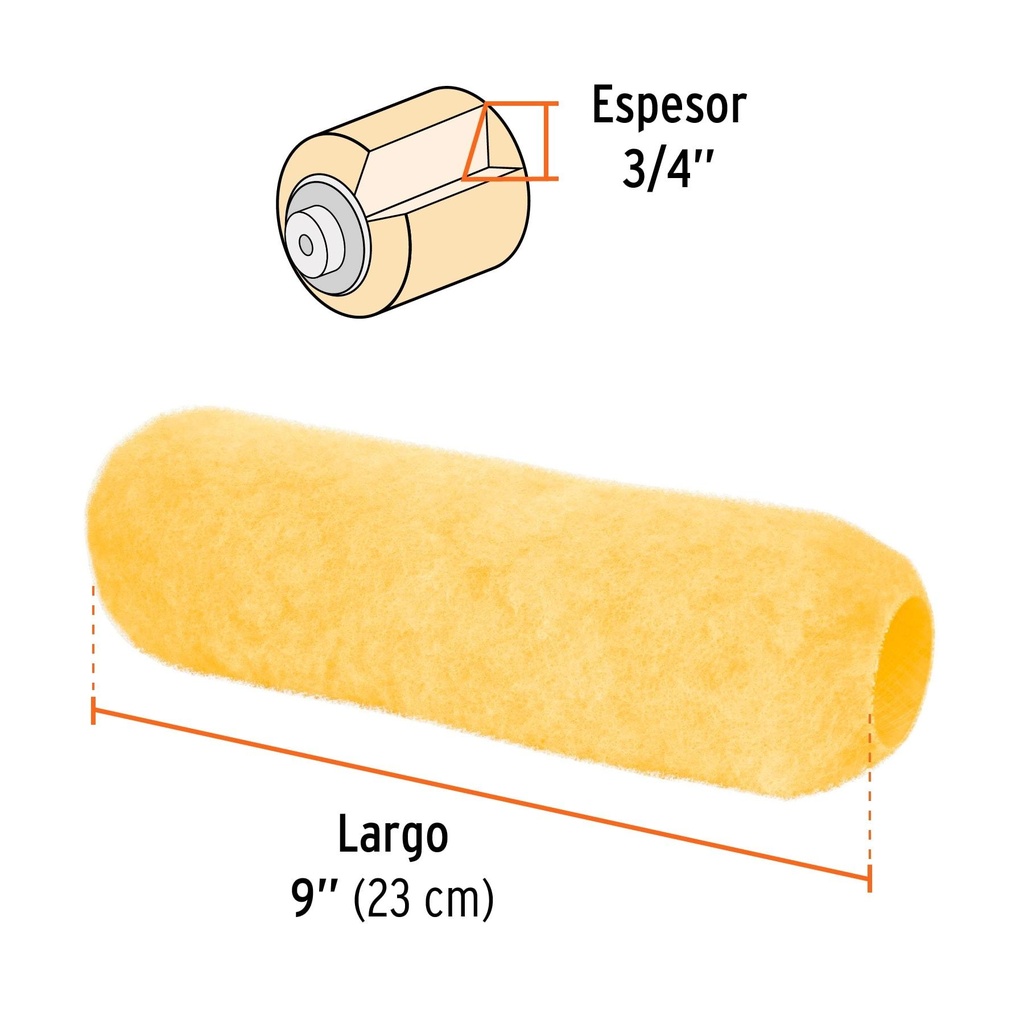 Felpa para rodillo 9' x 3/4' superficies rugosas, Truper