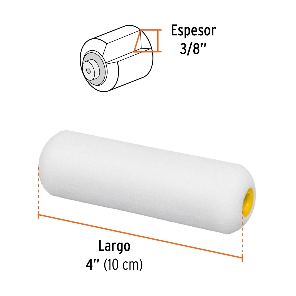 Felpa para mini rodillo esponja 4' x 3/8', Truper