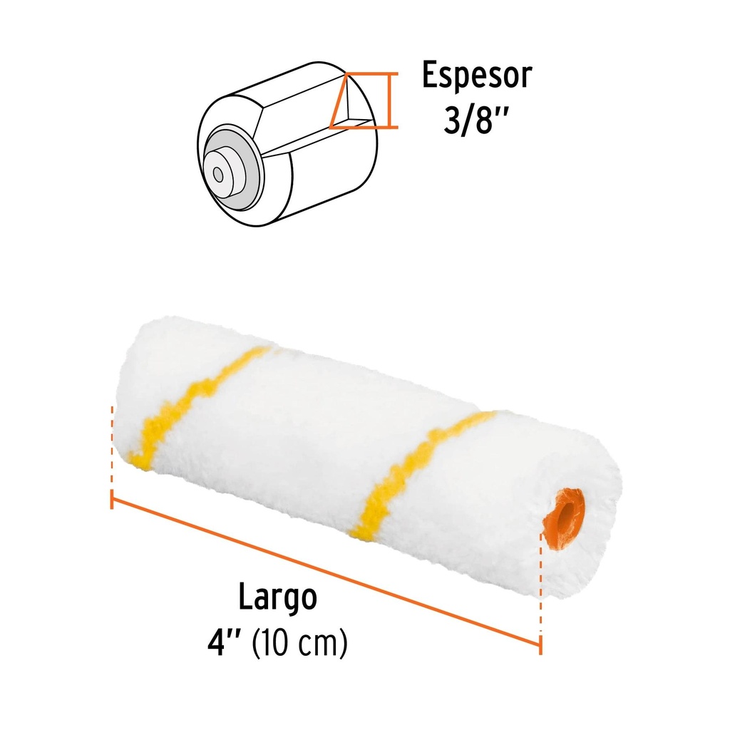 Felpa para mini rodillo de poliéster 4' x 3/8', Truper