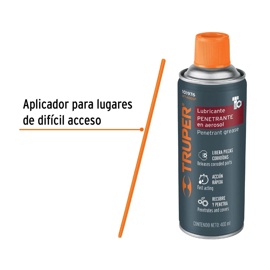 Lubricante penetrante en aerosol 400 ml, Truper