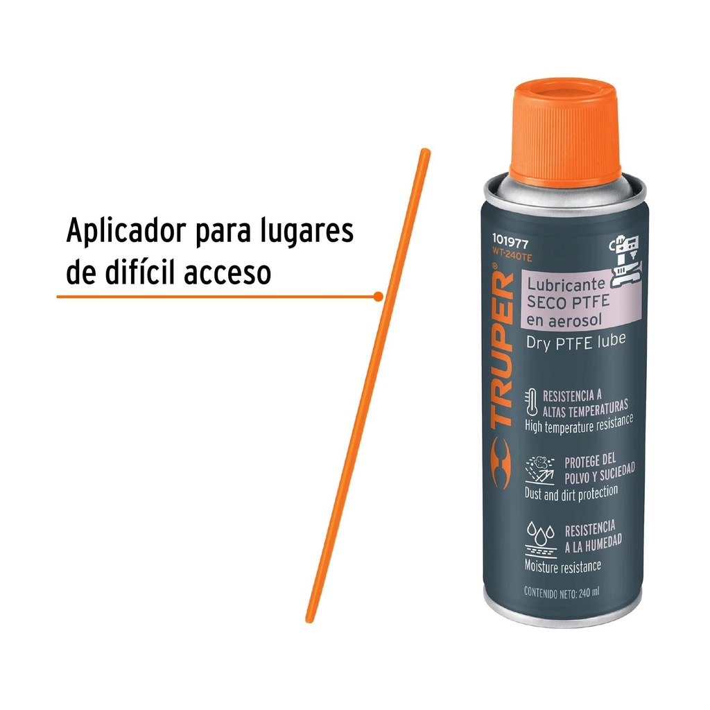 Lubricante seco PTFE en aerosol 240 ml, Truper