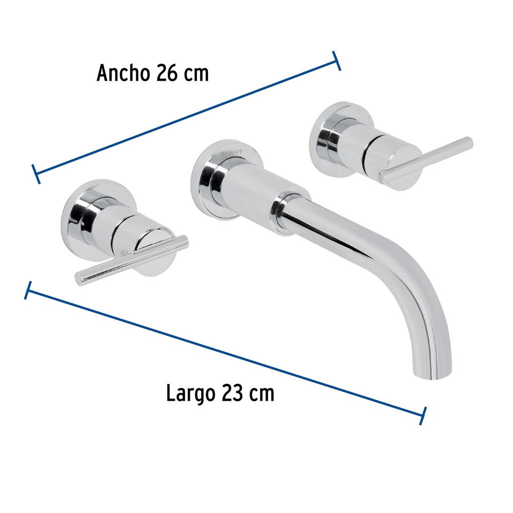 Mezcladora cromo de pared para lavabo, Foset Element