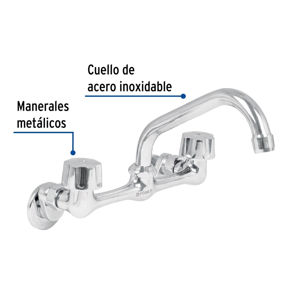 Mezcladora inox 8' para fregadero, conexiones de pared,Foset