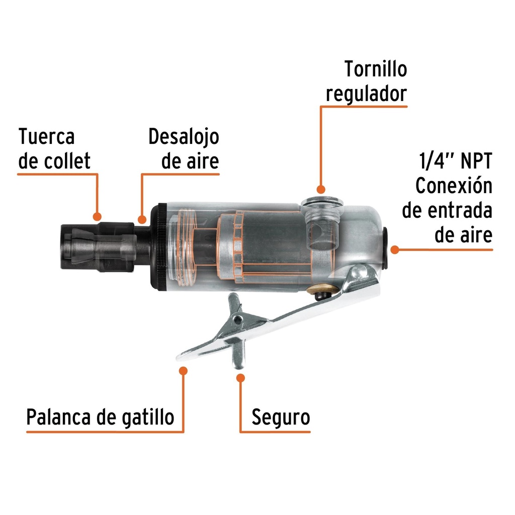 Mini esmeriladora neumática 1/4', Truper